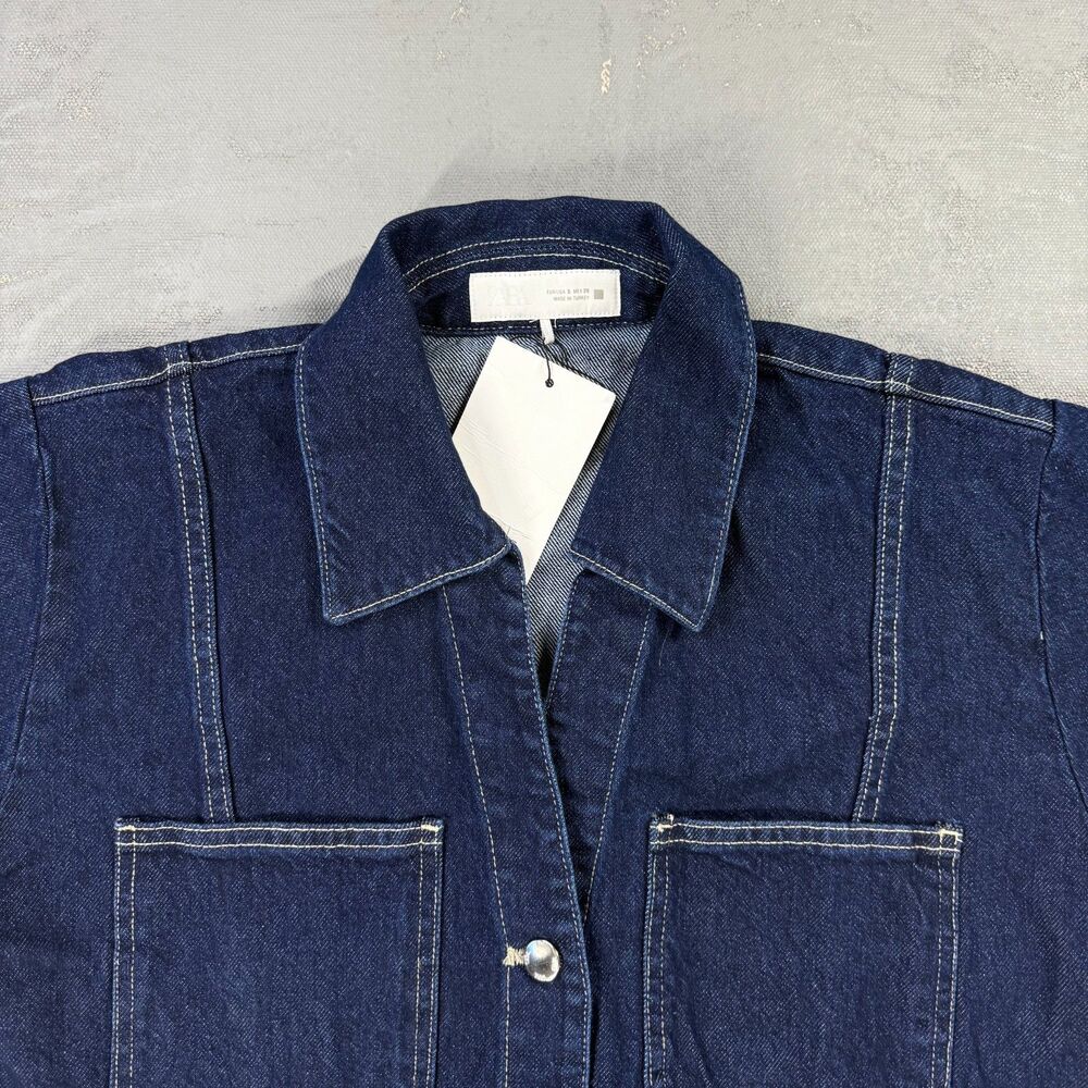 NWT Zara Dark Denim Cropped Shirt Jacket Women's Small - Picture 2 of 3